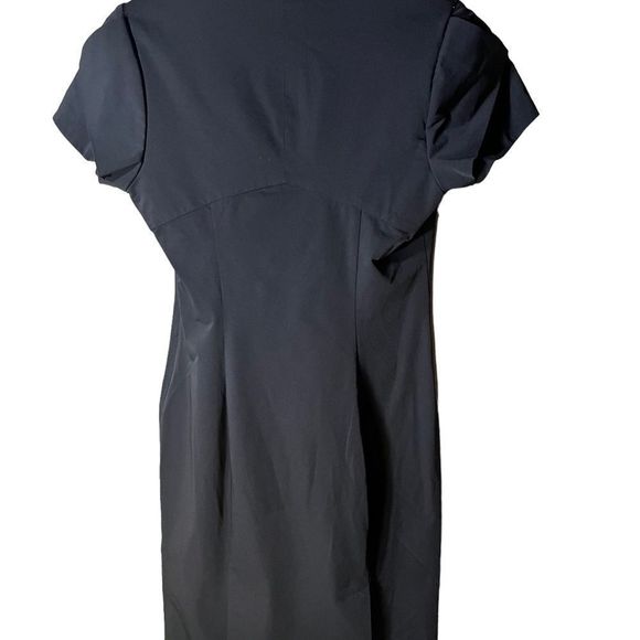 Diane von Furstenberg Dress Black Square /Scoop Neckline Short Sleeve Fitted - Picture 3 of 11